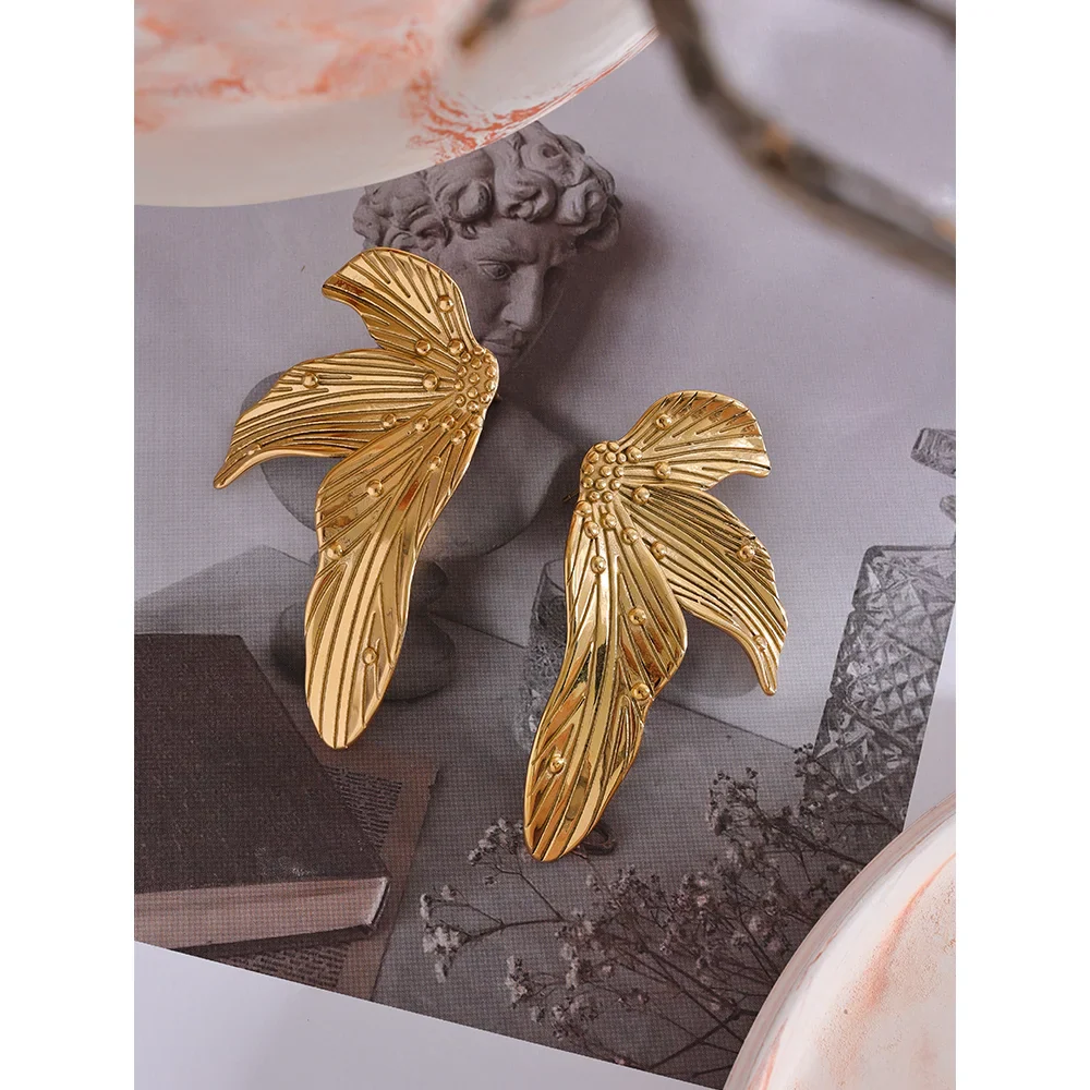 Leaf Large Statement Stud Earrings
