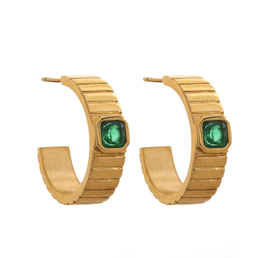 C Shape Zirconia Geometric Earrings -