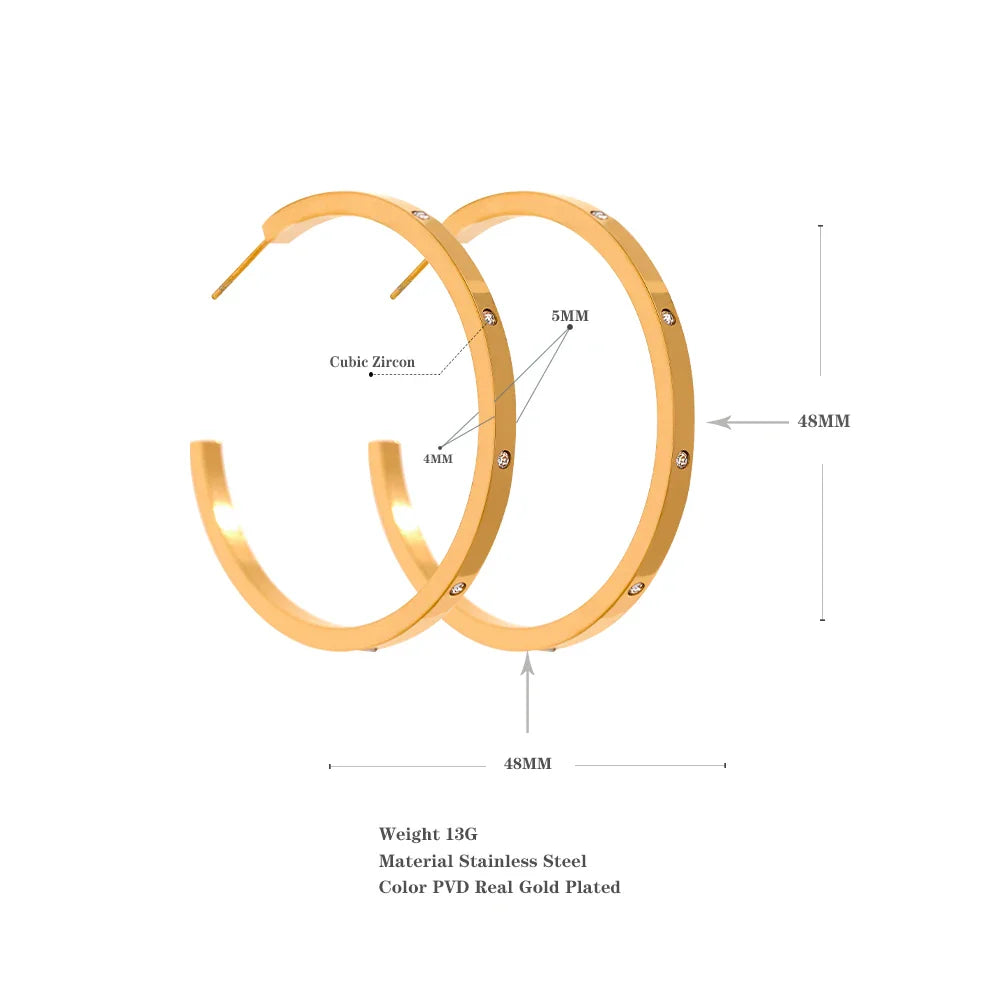 48mm Cubic Zirconia Hoop Earrings