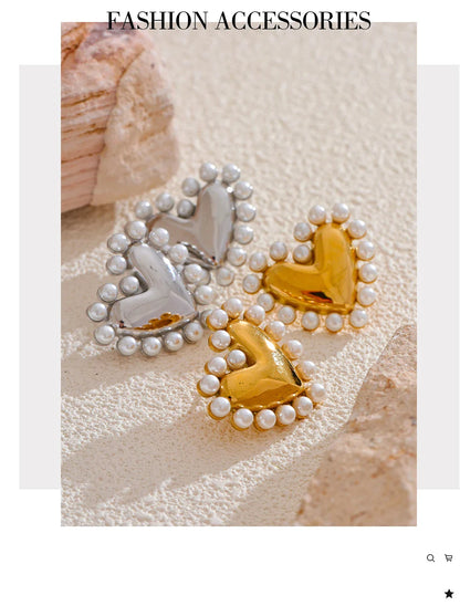 Heart pearl earrings