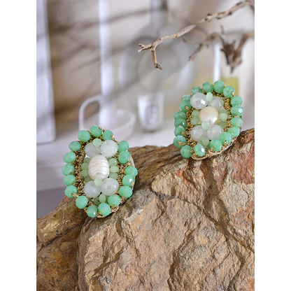 Green Beaded Earrings
