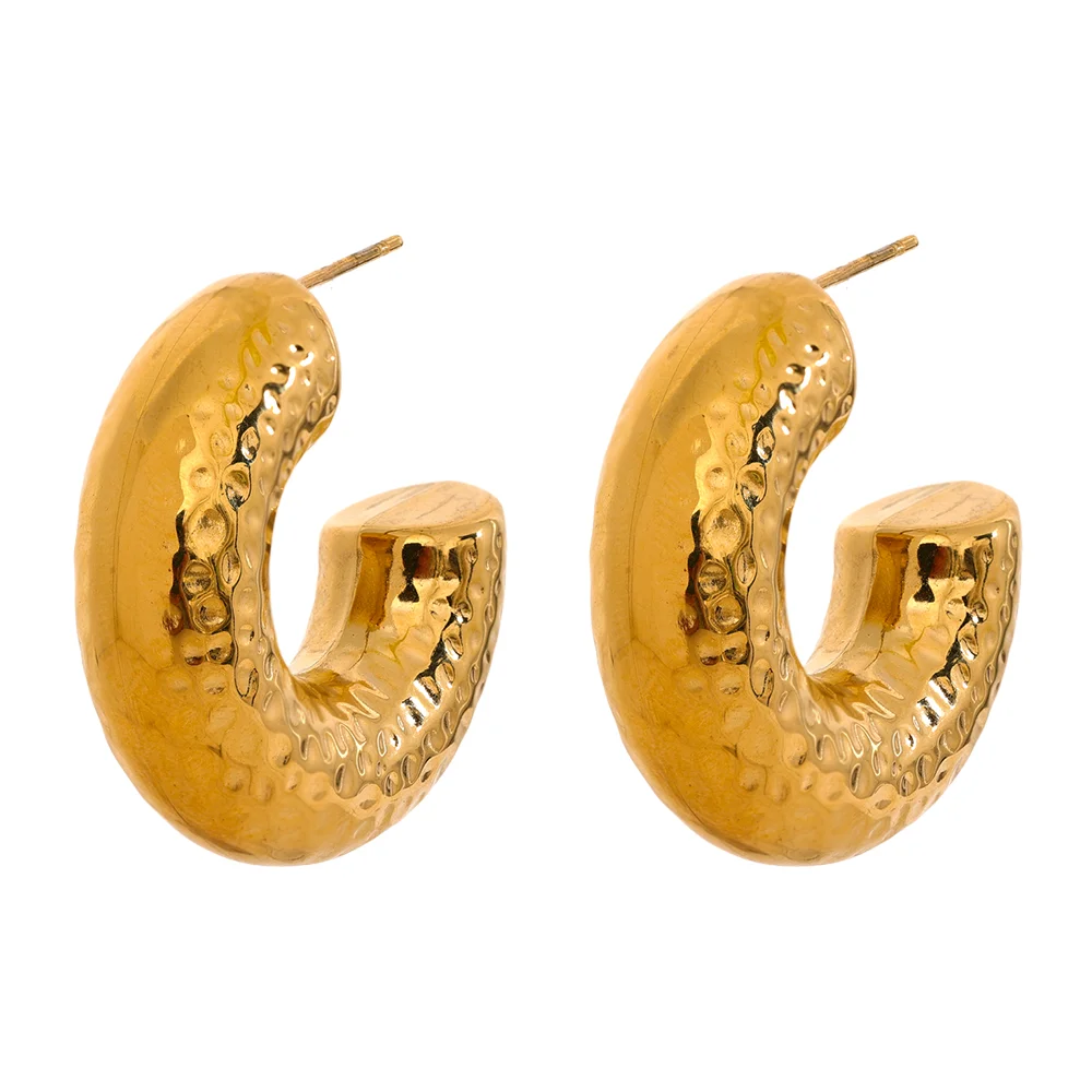 C Shape Chunky Huggie Earrings