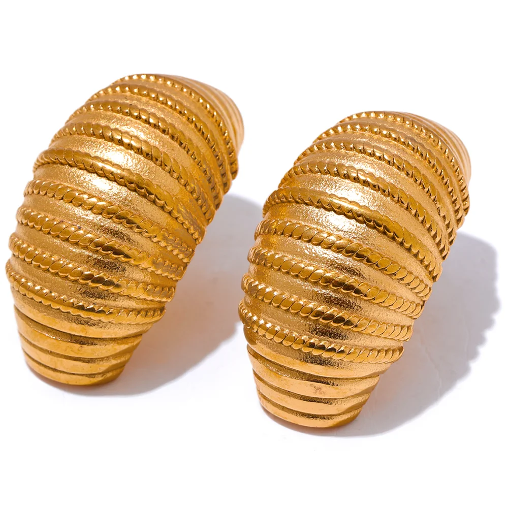 Geometric Croissant Stripe Earrings