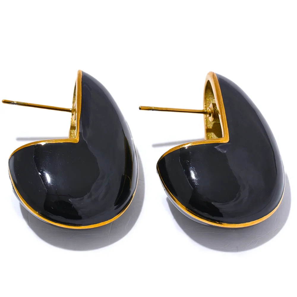 Black & White Enamel Geometric Earrings