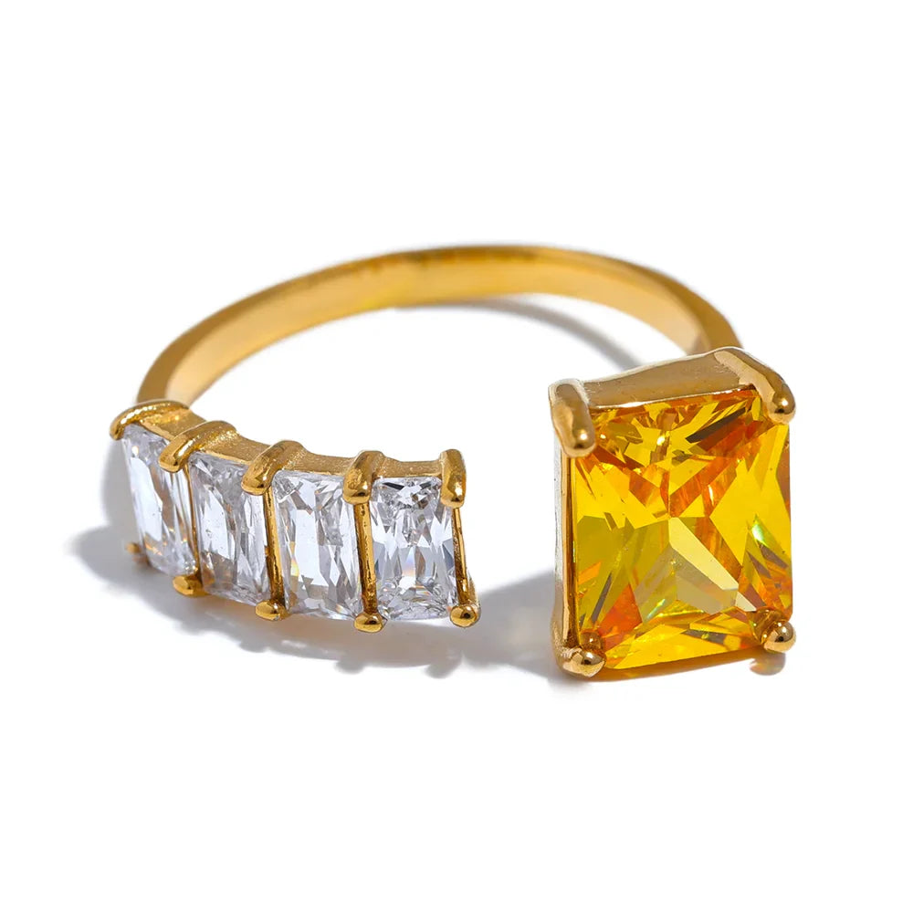Colorful CZ Square Ring