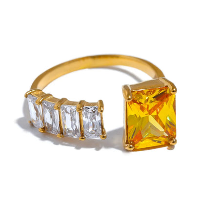 Colorful CZ Square Ring