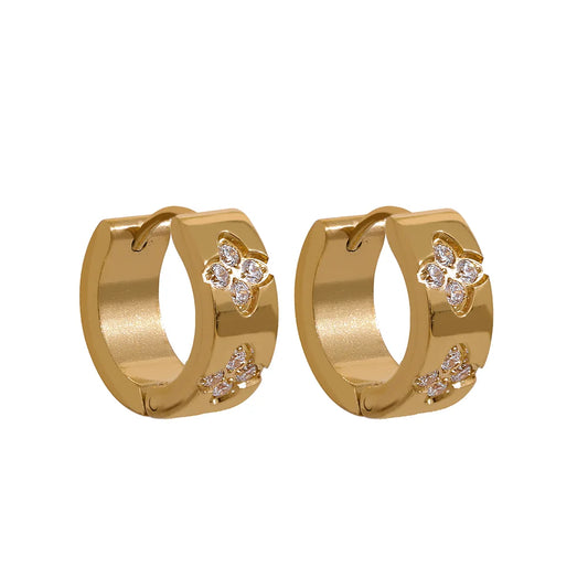 Multi-Color Floral Zircon Hoop Earrings
