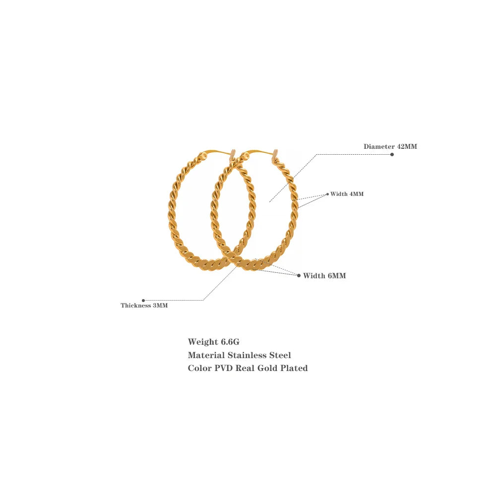 Big Golden Twist Hoop Earrings