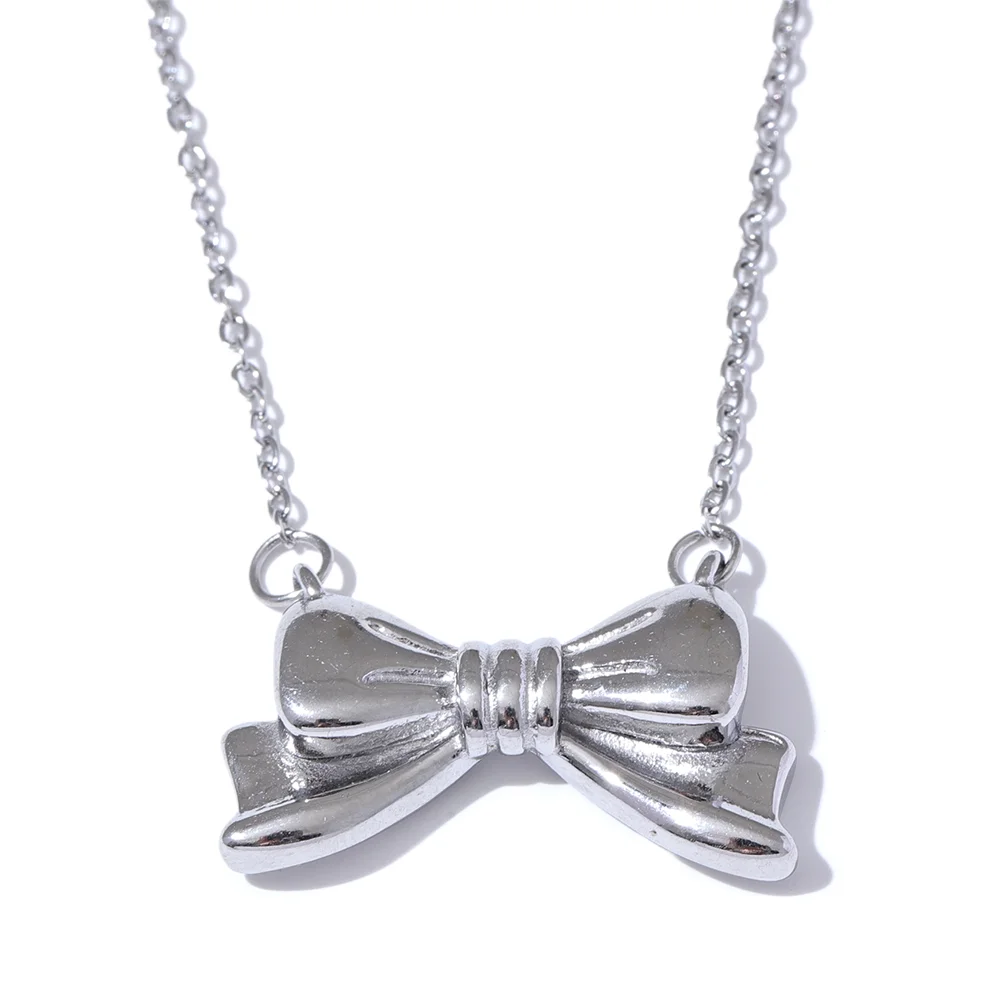 Metal Bow Knot Pendant Necklace