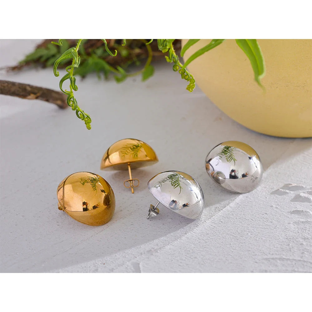 Half Round Stud Earrings