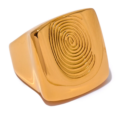 Square Fingerprint Wide Ring