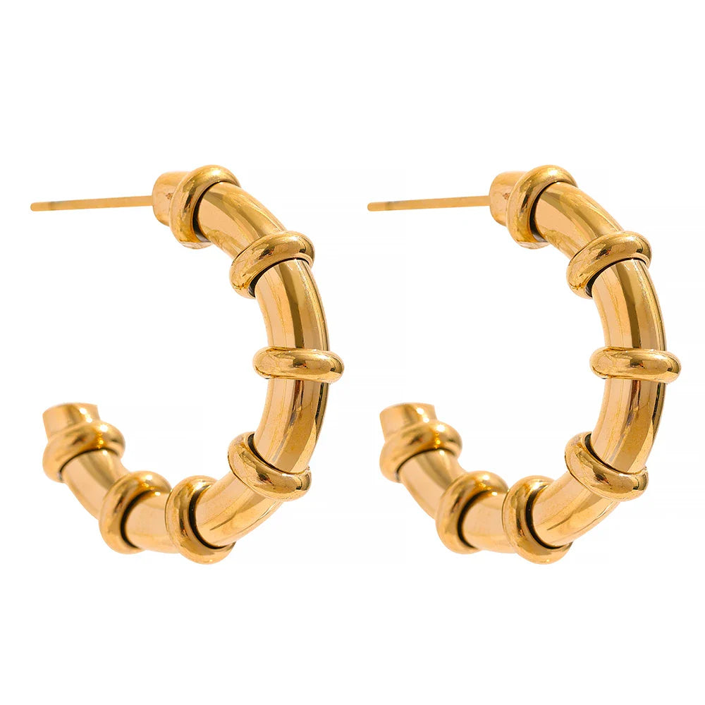 C Shape Occident Metal Hoop Earrings