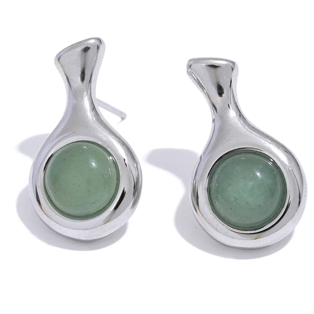 Green Aventurine Opal Stud Earrings