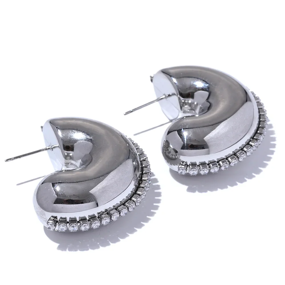 Trendy C Shape Zirconia Earrings