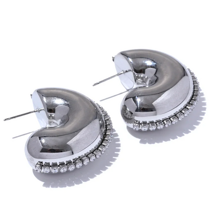 Trendy C Shape Zirconia Earrings