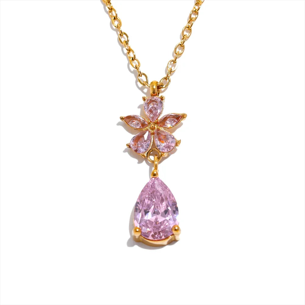 Cubic Zirconia Flower Necklace