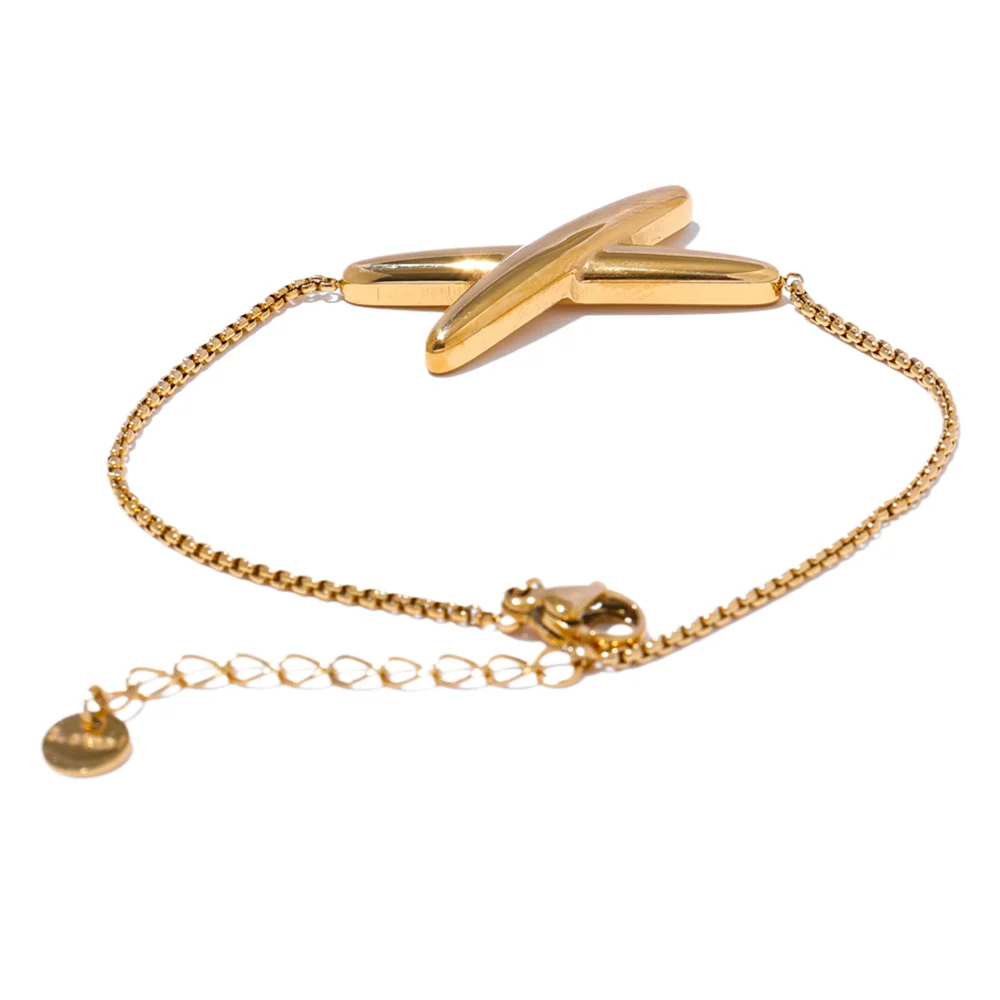 X Letter Pendant Necklace Bracelet Bangle Set