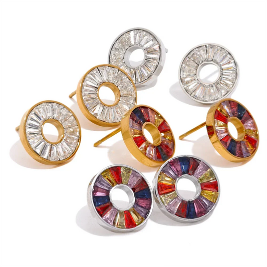 Rainbow Zirconia Stud Earrings
