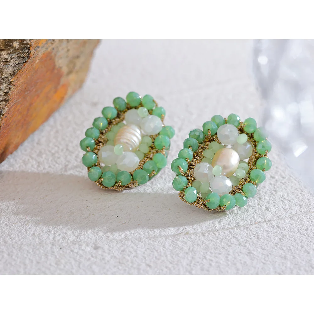 Green Beaded Earrings