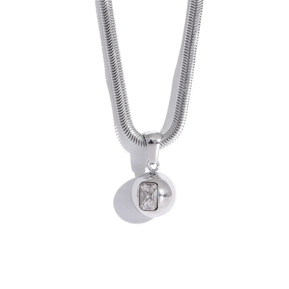 Red White Cubic Zirconia Round Pendant Necklace