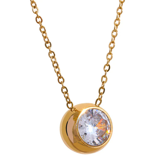 Twinkle Cubic Zirconia Smiling Face Pendant Necklace