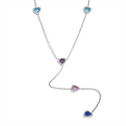 Colorful Cubic Zirconia Heart Necklace