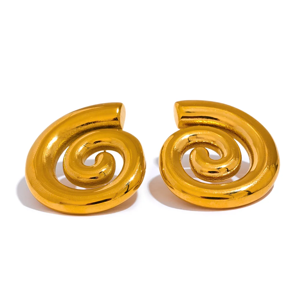 Steel Conch Geometric Stud Earrings