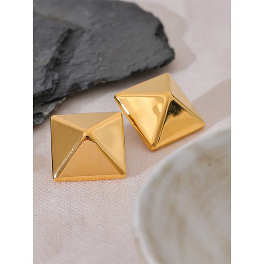 Glossy Smooth Square Geometric Stud Earrings