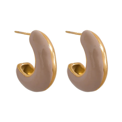 Multicolor Enamel Geometric Huggie Earrings