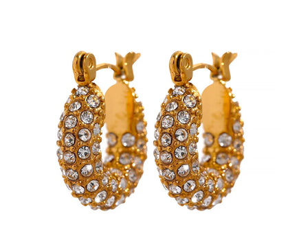 Cubic Zirconia Round Huggie Hoops