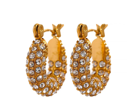 Cubic Zirconia Round Huggie Hoops