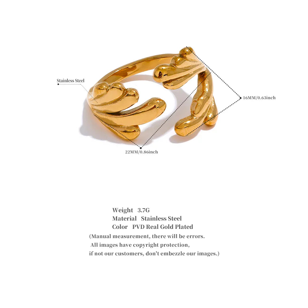 Sea Wave Geometric Ring