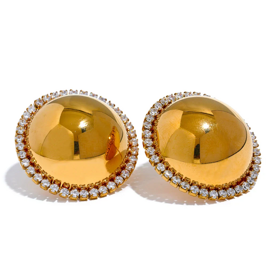 Gold Round Stud Earrings