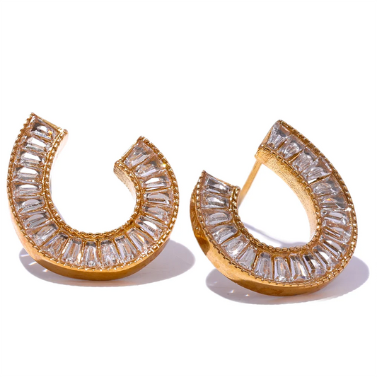 Shiny Geometric Stud Earrings