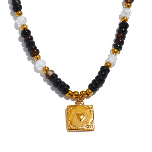 Agate Heart Pendant Necklace