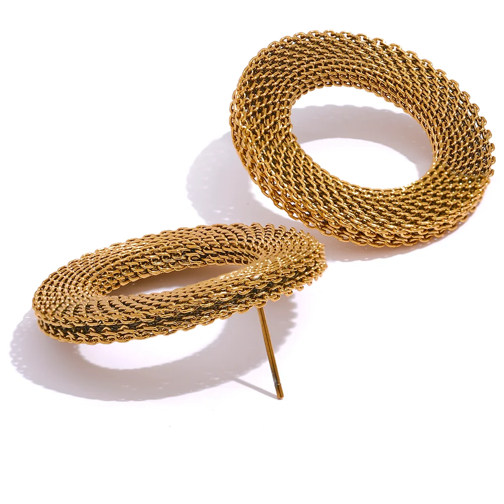 Round Hollow Big Stud Earrings