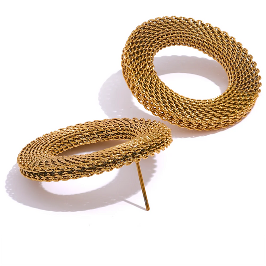 Round Hollow Big Stud Earrings
