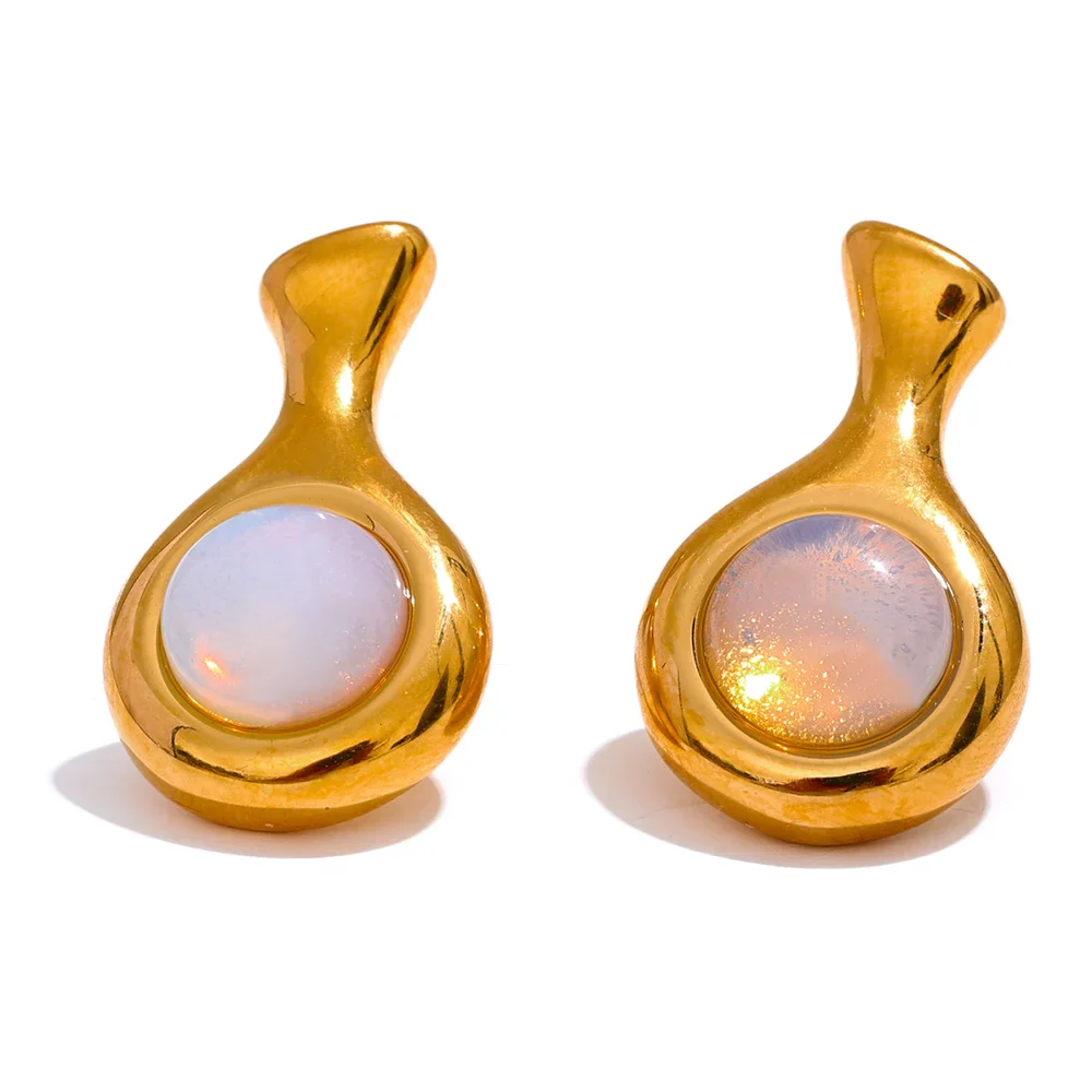 Green Aventurine Opal Stud Earrings