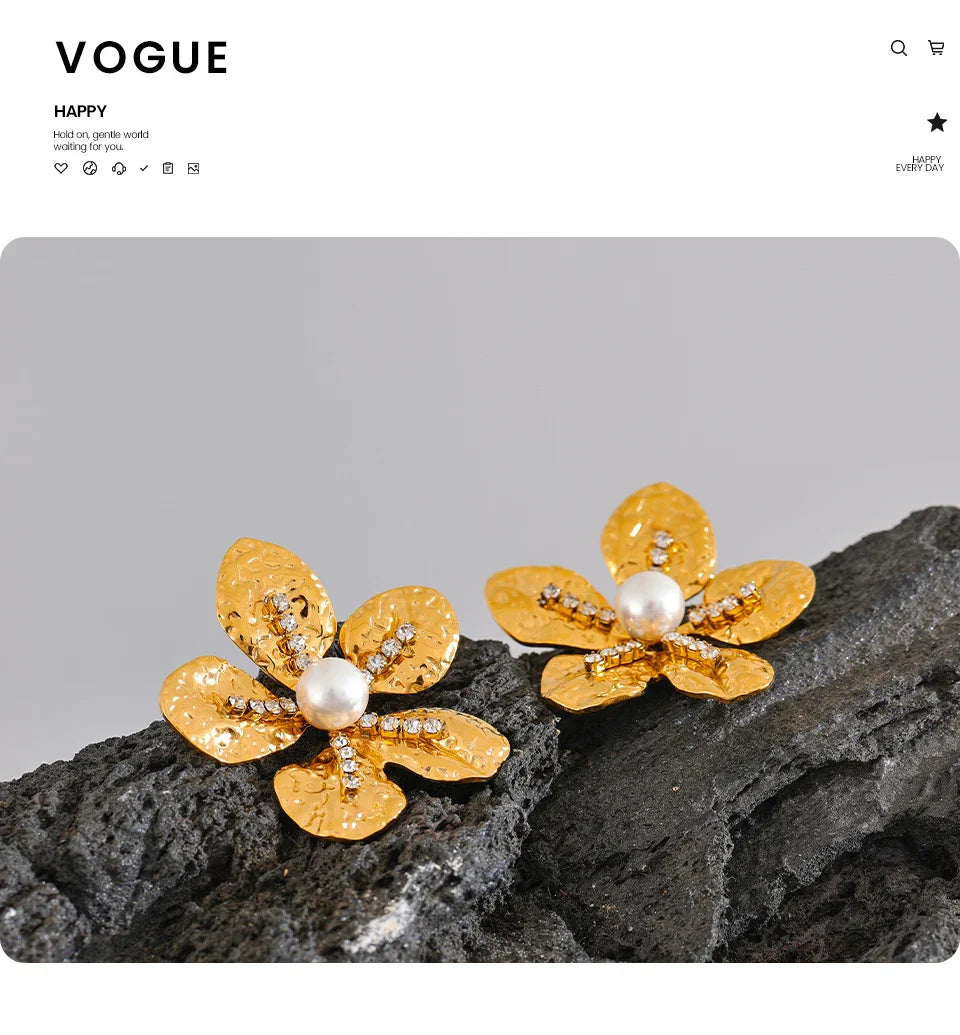 Gold Flower Earrings