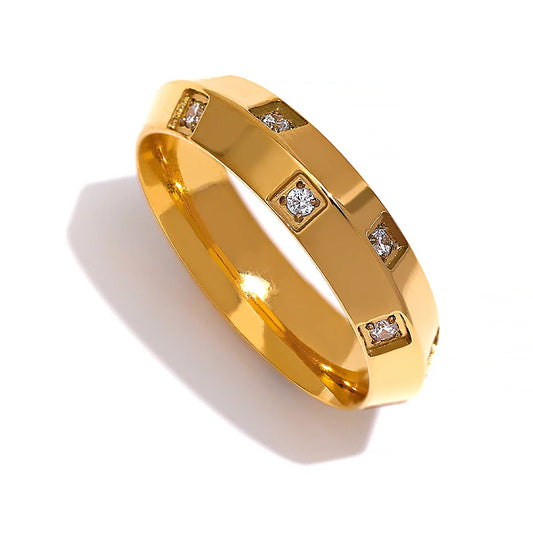 Zircon Geometric Metal Temperament Curved Ring
