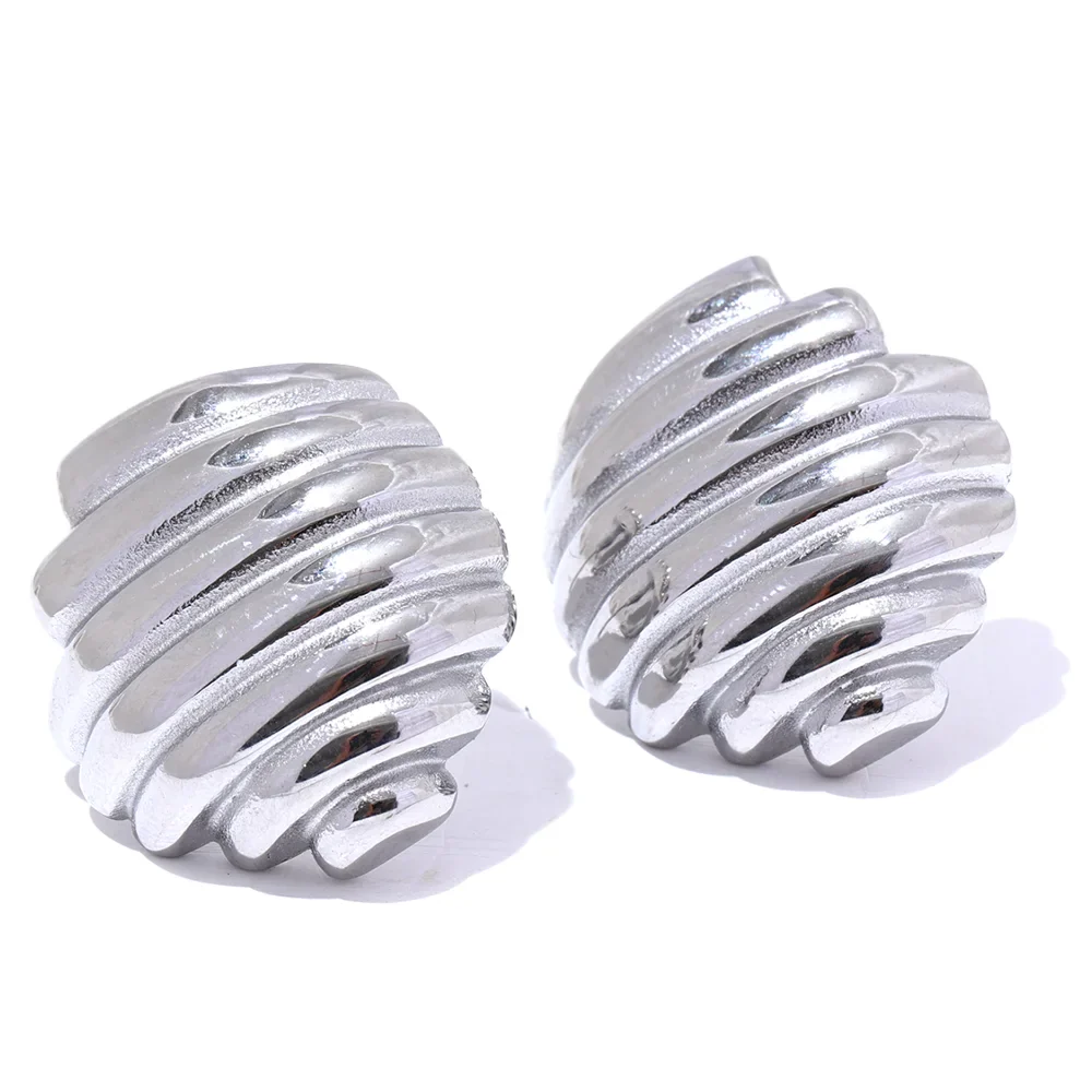 Geometric Stripe Metal Stud Earrings
