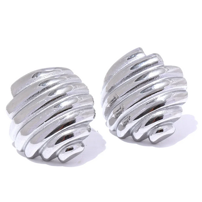 Geometric Stripe Metal Stud Earrings