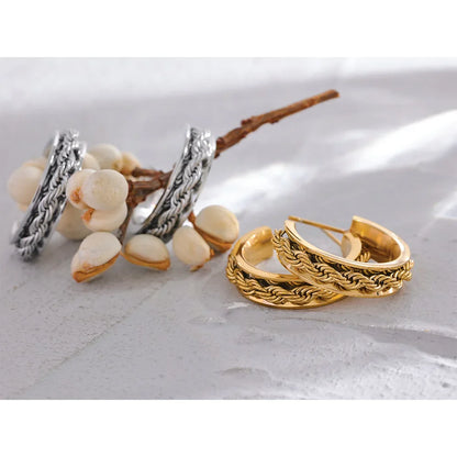C Shape Geometric Huggie Earrings