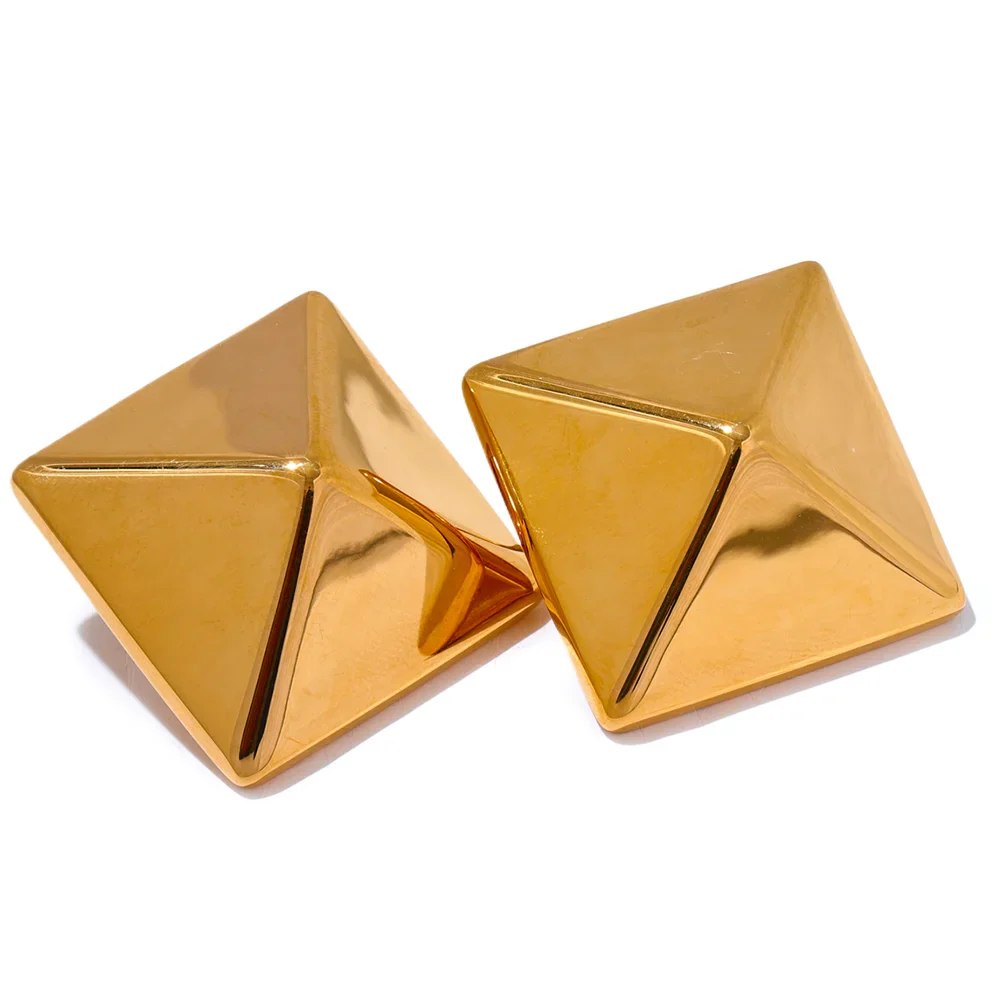 Glossy Smooth Square Geometric Stud Earrings