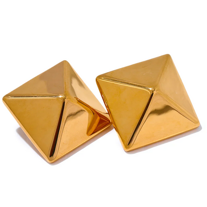 Glossy Smooth Square Geometric Stud Earrings