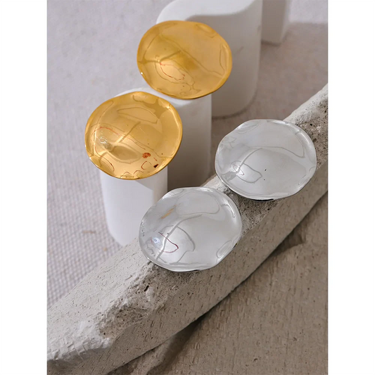 Glossy Round Stud Earrings
