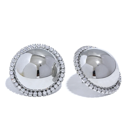 Gold Round Stud Earrings