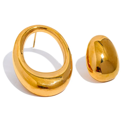 Round Hollow Asymmetric Stud Earrings