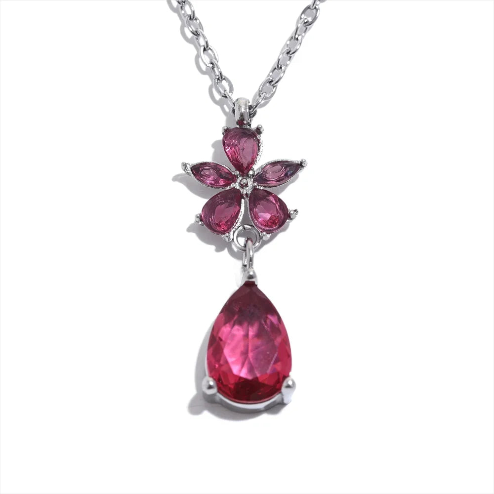 Cubic Zirconia Flower Necklace