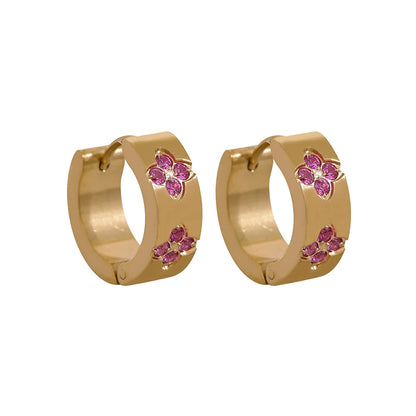 Multi-Color Floral Zircon Hoop Earrings